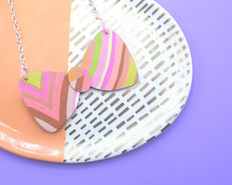 Bow Tie Necklace | made with fabric on wood | colourful, bold & unusual
