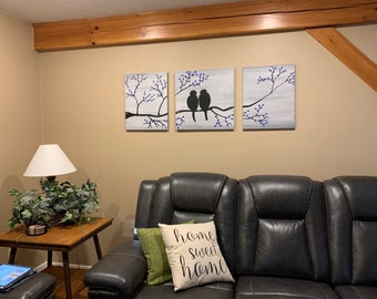 Bird Family in Tree (3 Canvas)