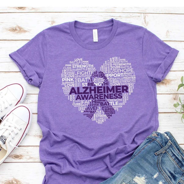 Alzheimers Awareness Tshirt Purple Ribbon Support Love Shirt