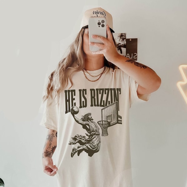 He Is Rizzin' Vintage 90s Shirt, Funny Jesus Shirt, Humor Easter Shirt, Christian Easter Shirt, Easter Gift, Jesus Playing Basketball