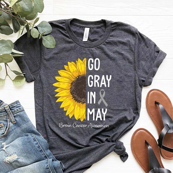 Go Gray In May Shirt, Brain Tumor Awareness Shirt, Brain Cancer Gift, We Wear Gray, Brain Cancer Shirt, Gray Ribbon Shirt