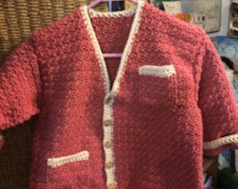 Cardigan Sweater-Rose and Cream (size 4-5)