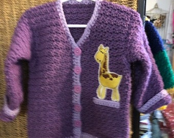 Purple Cardigan with Giraffe emb.(s2t)