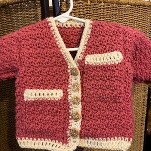 Cardigan Sweater Rose/Ccream (s6mos)