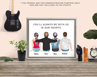 Custom Mother Son Daughter Print, Personalized Family Wall Art