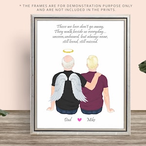 PERSONALISED DAD MEMORIAL Print, Missing Father Memorial Portrait-Dad In Heaven Portrait-Miss You Dad-Dad Son Wall art-In Heaven Memorial