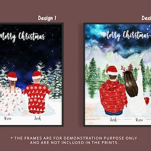 PERSONALISED CHRISTMAS COUPLE print Custom Couple Print Christmas Gift Christmas Pajamas Custom Gift For Girlfriend Boyfriend Anniversary