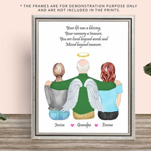 PERSONALISED GRANDAD MEMORIAL Print-In Heaven Memorial Frame Grandpa Memorial Gift-Dad In Heaven Portrait-Miss You Grandpa-Grandpa in heaven