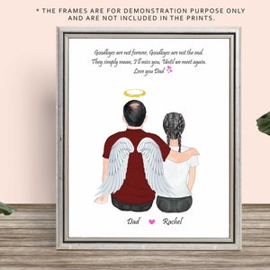 PERSONALISED DAD MEMORIAL Print, Missing Father Memorial Portrait-Dad In Heaven Portrait-Miss You Dad-Sympathy Wall art,In Heaven Memorial
