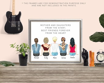 Custom Mother Daughter Print: Personalized Family Wall Art