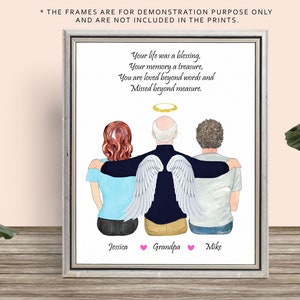 PERSONALISED GRANDAD MEMORIAL Frame-In Heaven Memorial Print-Grandpa Memorial Gift-Grandad In Heaven-Grandpa Granddaughter Grandson print