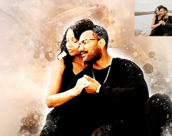 Personalized Watercolor Portrait, Anniversary or Valentine's Gift (Digital or Print)