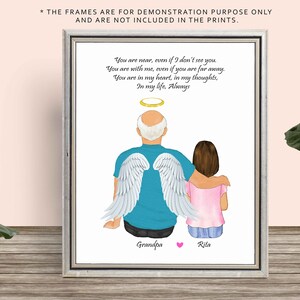IN HEAVEN MEMORIAL Frame-Custom Memorial print-Dad Grief Gift, Grandpa-Granddad, dad in heaven-Family Loss-Bereavement Gift-Remembrance Gift