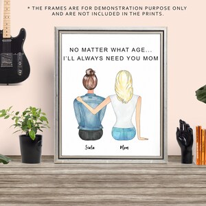 Personalized Mothers Day Wall Art, Mother Daughter Print, Step Mom Birthday gift, Custom Mothers Day Gift from Daughter, Step Mother Gift