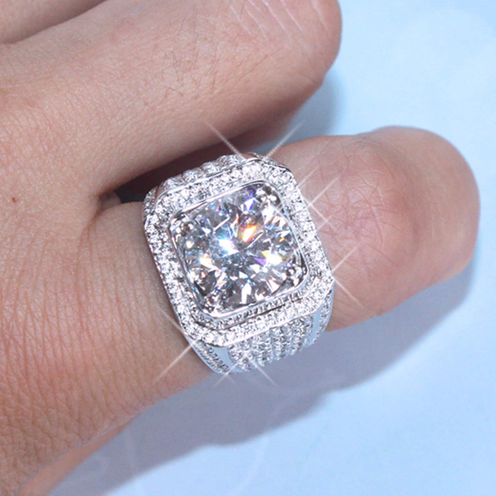 Luxury 5 Carat Moissanite Diamond Ring Square 10K/14K/18K | Etsy