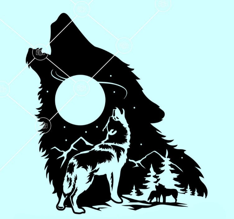 Howling Wolf Svg File Wolf And The Moon Svg Wolf Silhouette Svg Wolf ...