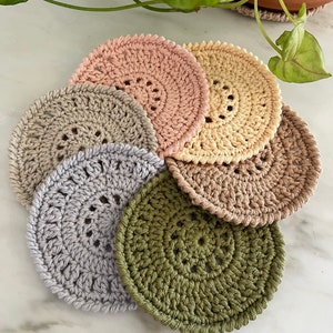 Organic Cotton Crochet Coasters, Vegan Cotton Coaster, Housewarming gift, Christmas gift