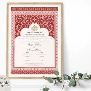 Nikkah Contract Template, Geometric Islamic Editable NIKAHNAMA Digital Download, Customized Muslim Marriage Certificate, Wedding Couple Gift