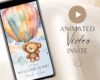 Carte vidéo personnalisée d'invitation d'Aqiqah, faire-part de naissance musulman animé numérique inviter un message garçon fille, Aqiqah personnalisé pour nouveau-né