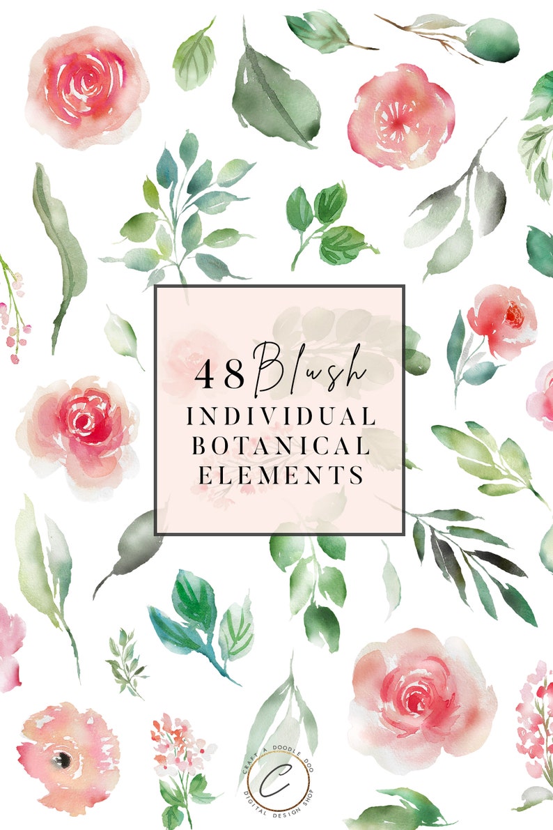 Peach Floral Arrangement PNG Graphics Dusty Pink Rose Bouquet wreath header border frame Blush Watercolor Flower Clipart Set Commercial use