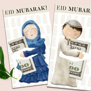Kid's Eidee Geldumschlag Kartenhalter, 2er Pack, Eid Mubarak Gastgeschenke, DIY Eidi Cash Brieftaschen, druckbare digitale Download Vorlage
