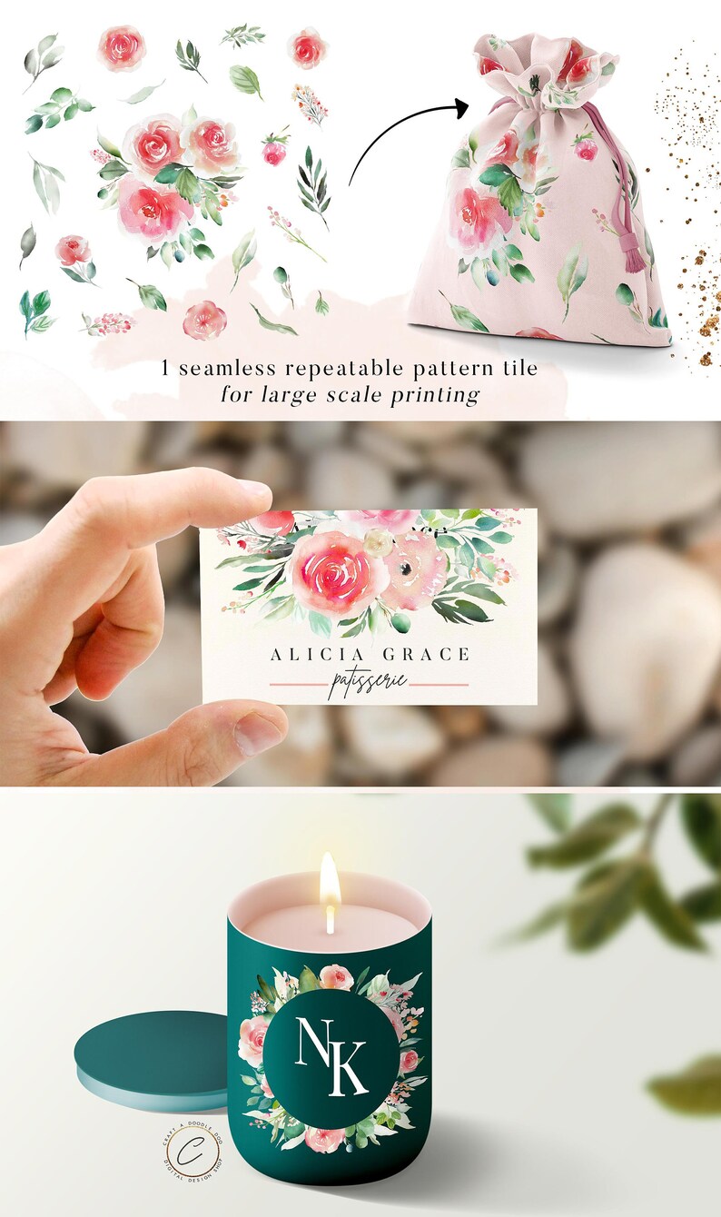 Peach Floral Arrangement PNG Graphics Dusty Pink Rose Bouquet wreath header border frame Blush Watercolor Flower Clipart Set Commercial use