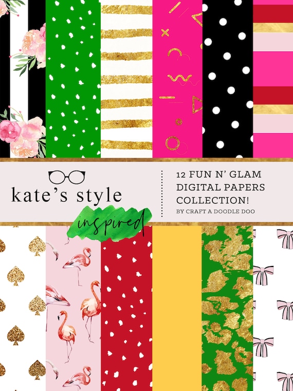 Kate's Style Digital Paper Pack Spade Inspired - Etsy