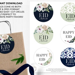 Set of 6 Eid Gift Tags, Printable Digital Download, Eid Mubarak ...