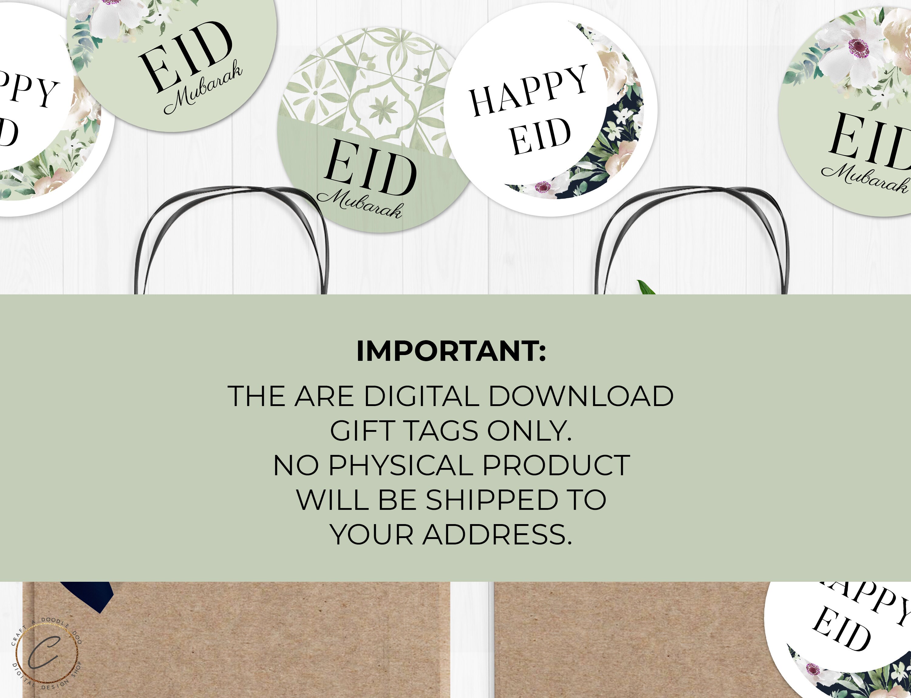 Set of 6 Eid Gift Tags Printable Digital Download Eid | Etsy