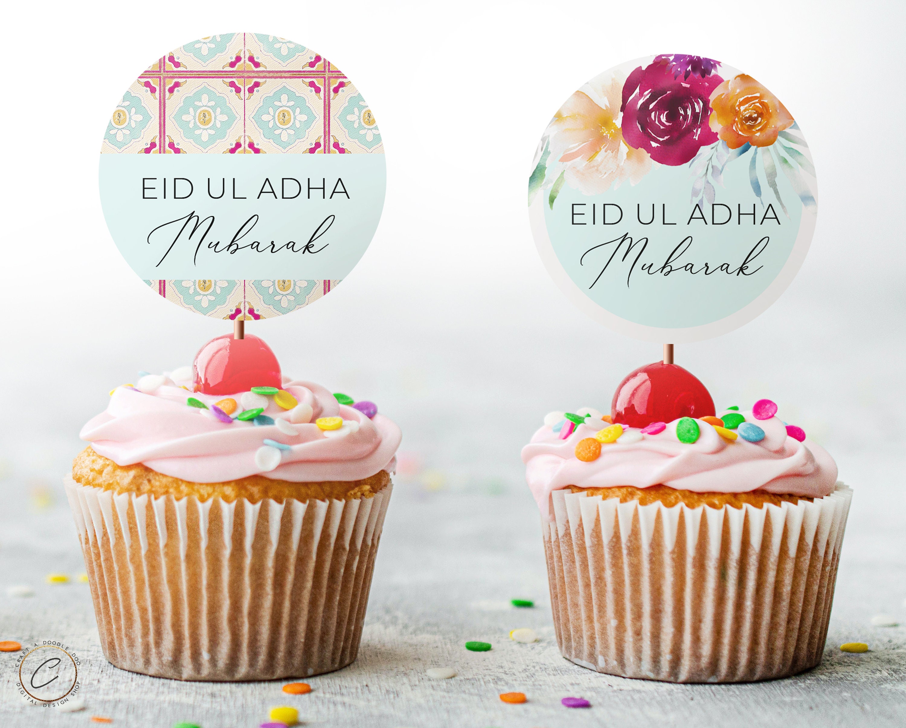 Eid Mubarak Cupcake Toppers Eid Ul Adha Stickers Labels Etsy UK