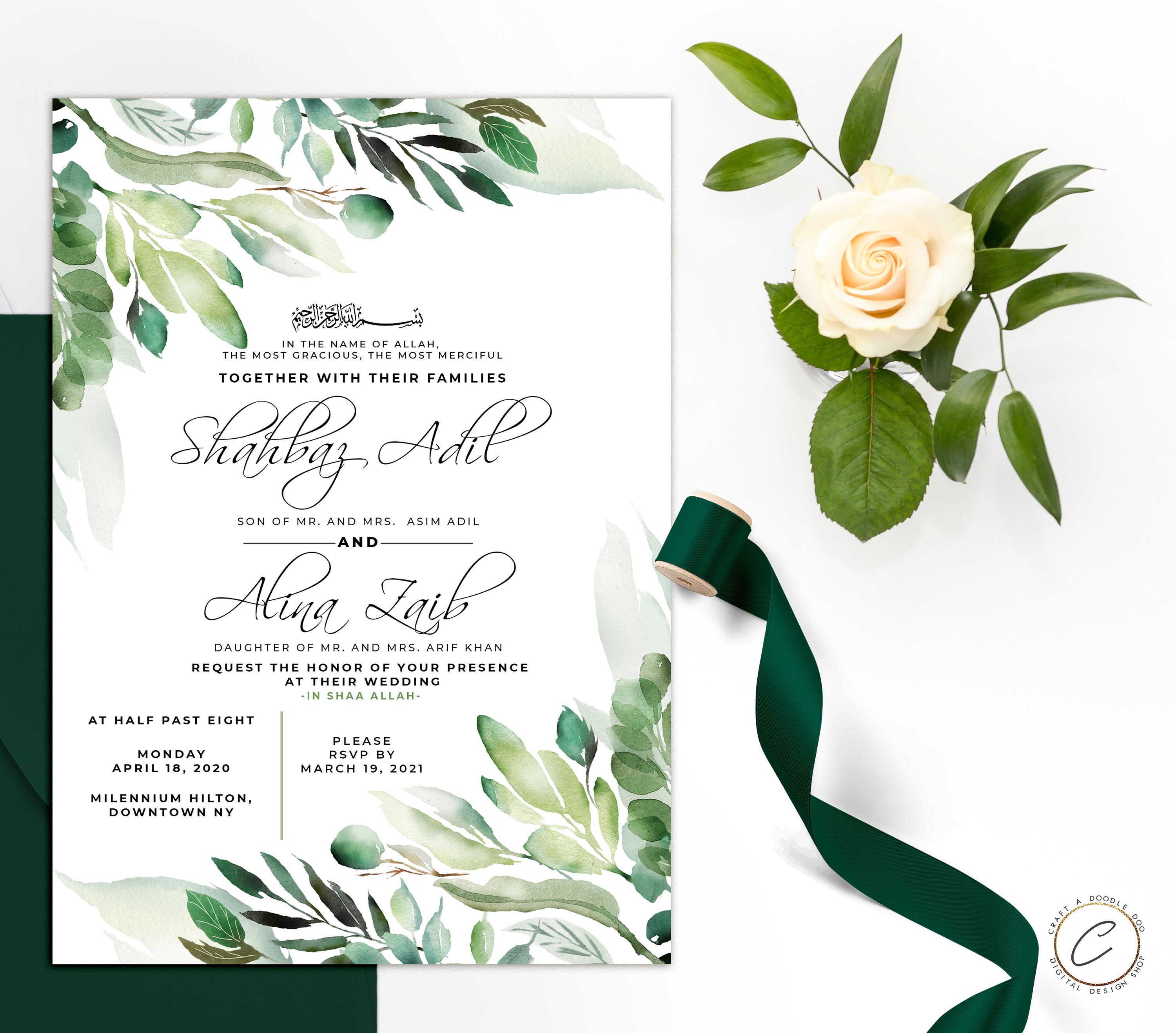 Nikah Wedding Card Islamic INVITATION Card Gift Idea Feste Besondere 