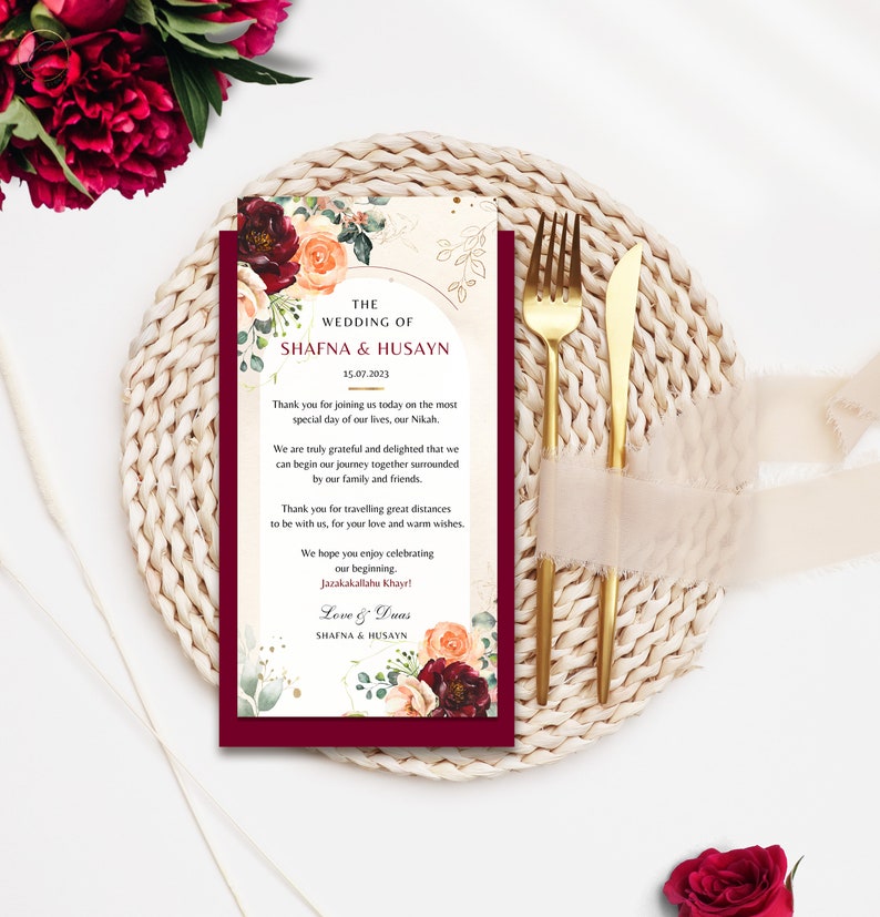Editable Muslim Wedding Thank You Letter Card Template DIGITAL Etsy