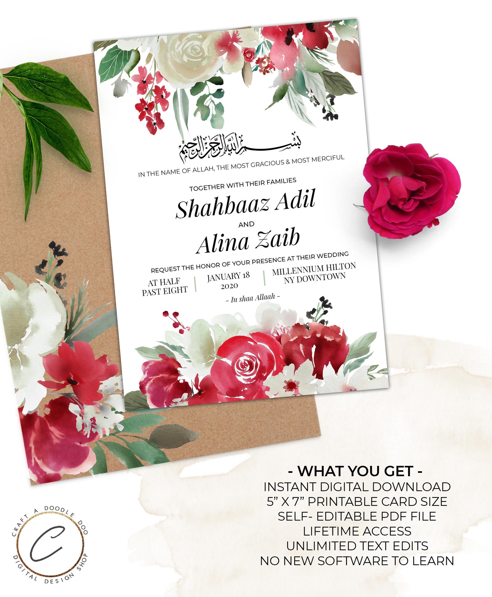 Editable Nikah Wedding Invitation Digital Download Printable Etsy