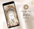 Muslim Wedding Invitation Digital Video Couple Illustration Traditional Gold Floral, Custom Phone Animated Islamic Nikkah Walima Invite MP4 product logo