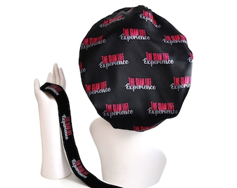 10 logotipo personalizado de gorro de seda de cetim em todo o gorro, cinto derretido para mulheres, toucas de dormir com logotipo personalizado, logotipo em todo o cinto elástico derretido Beonnet