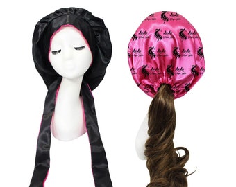 Custom Ponytail Bonnet with Tie, Double Layered Silk Bonnet, Hair Care Bonnet, Hair Protect Bonnet, Women Sleeping Cap, Wholesale bonnets