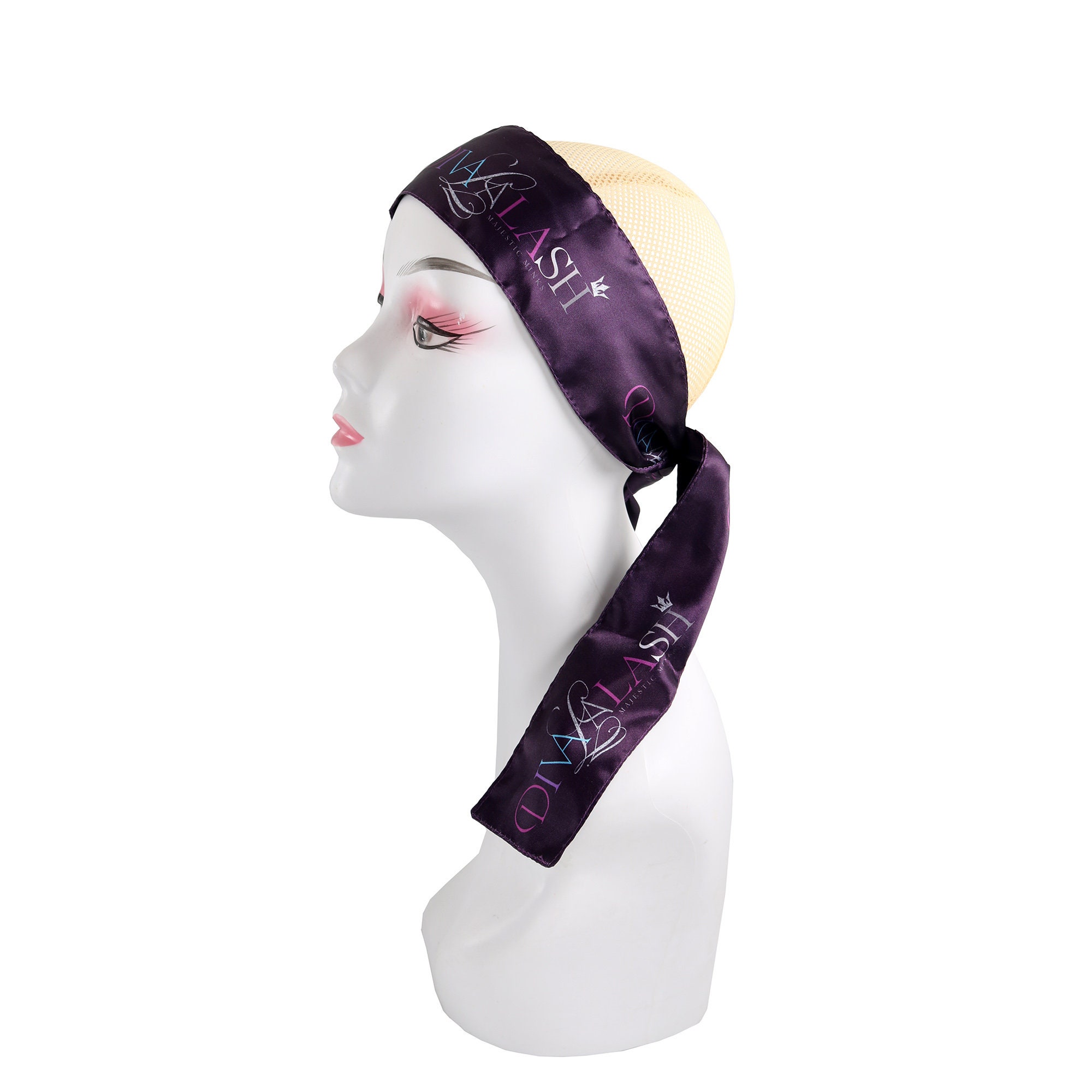 Custom Logo Satin Edge Wrap Bonnets, Wholesale Logo Repeated Bonnets ...