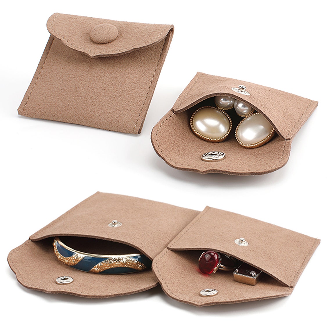 Luxury Microfiber Button Jewelry Pouches Thick Suede Jewerly Etsy