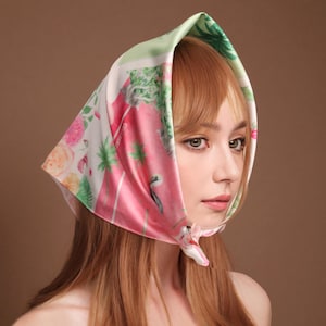 Custom Silk Bandana Personalized Square Scarf, Custom Silk Scarf Printed with your Design for Bandana or Hair Wrap, Bandana Head Scarf