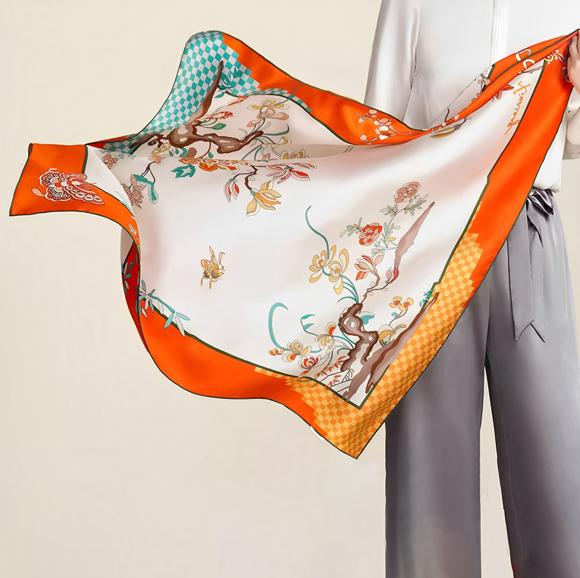 Custom 100% Silk Scarves Mulberry Silk Bandana Company Culture