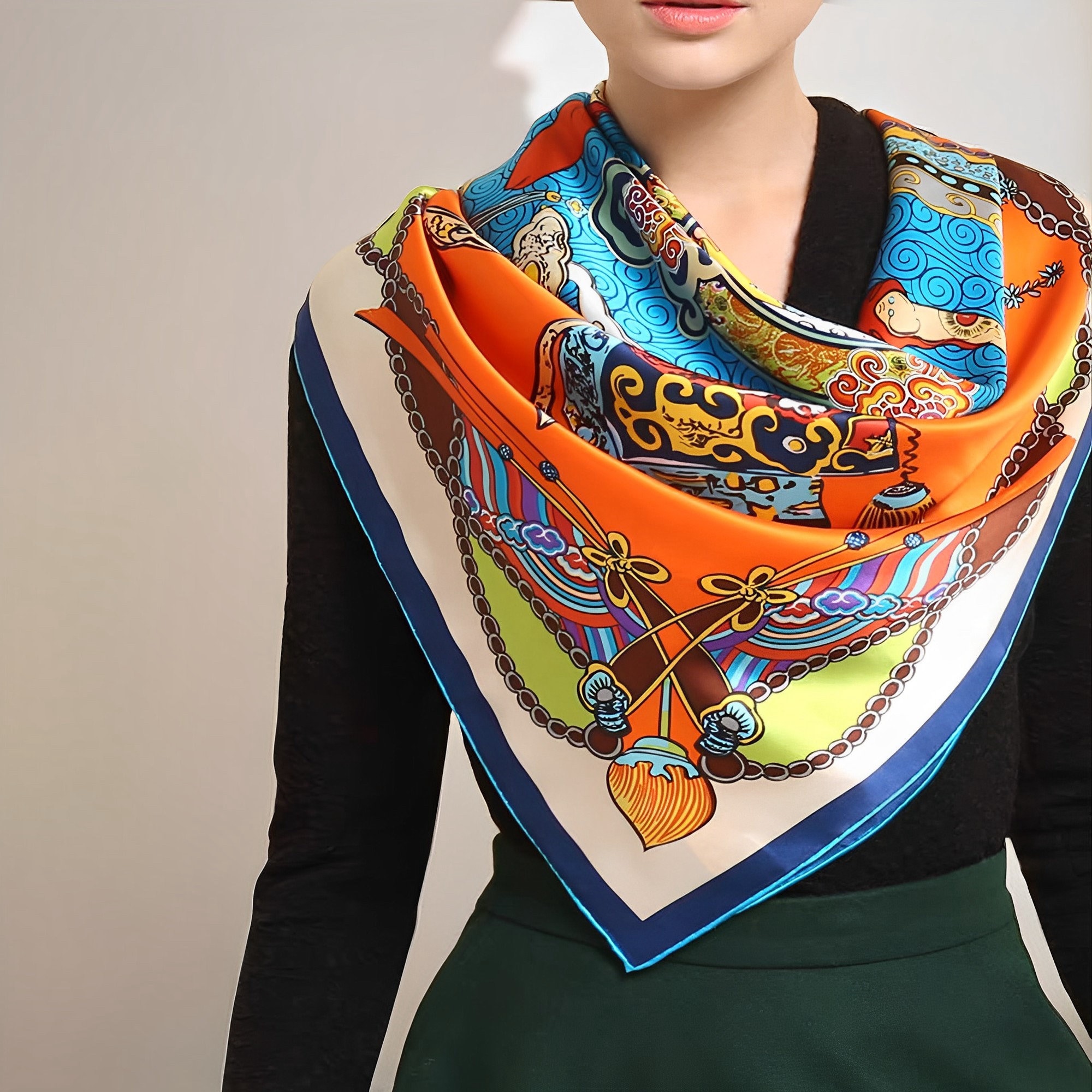 Custom 100% Silk Scarves Mulberry Silk Bandana Company Culture