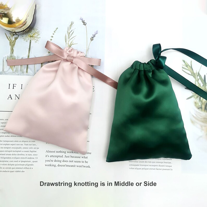 6 Colors Custom Silk Drawstring Bag Ribbon Drawstring Satin Etsy