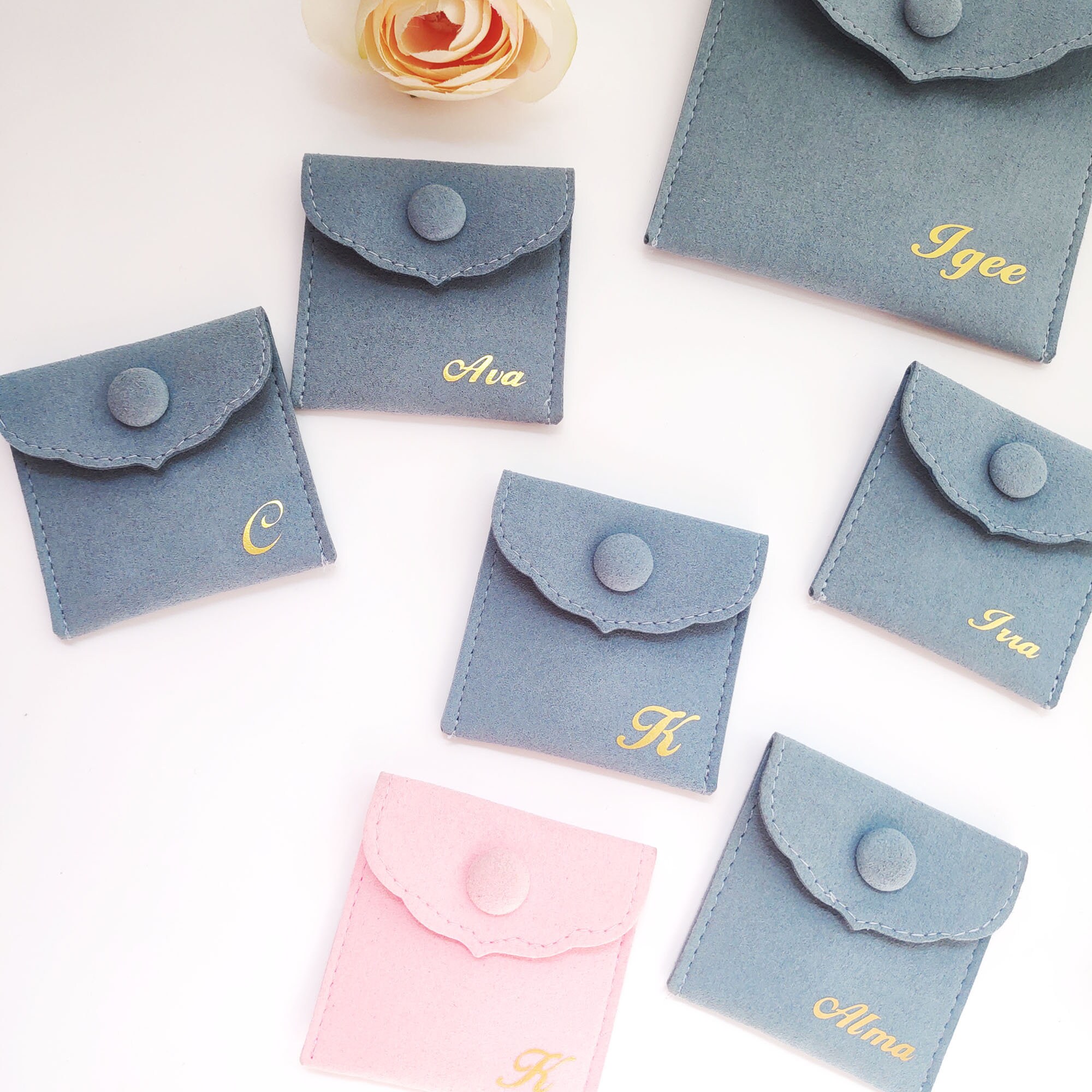 Luxury Microfiber Button Jewelry Pouches Thick Suede Jewerly Etsy