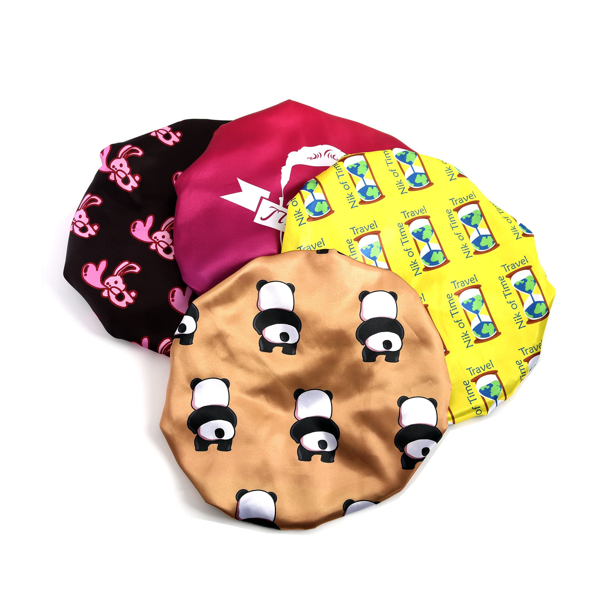 Custom Logo Satin Edge Wrap Bonnets, Wholesale Logo Repeated Bonnets ...
