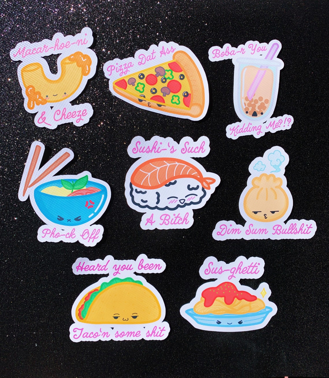 Kawaii Cussing Foodie Stickers Etsy UK