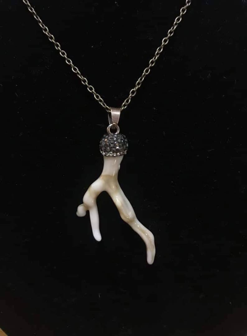 Resin rhinestone capped antler pendant on bronze or rose gold chain