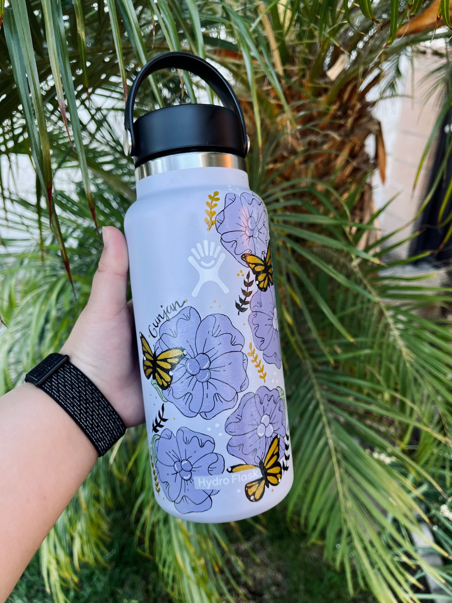 Personalized Hydro Flask // Hand Painted Floral Design // Add | Etsy