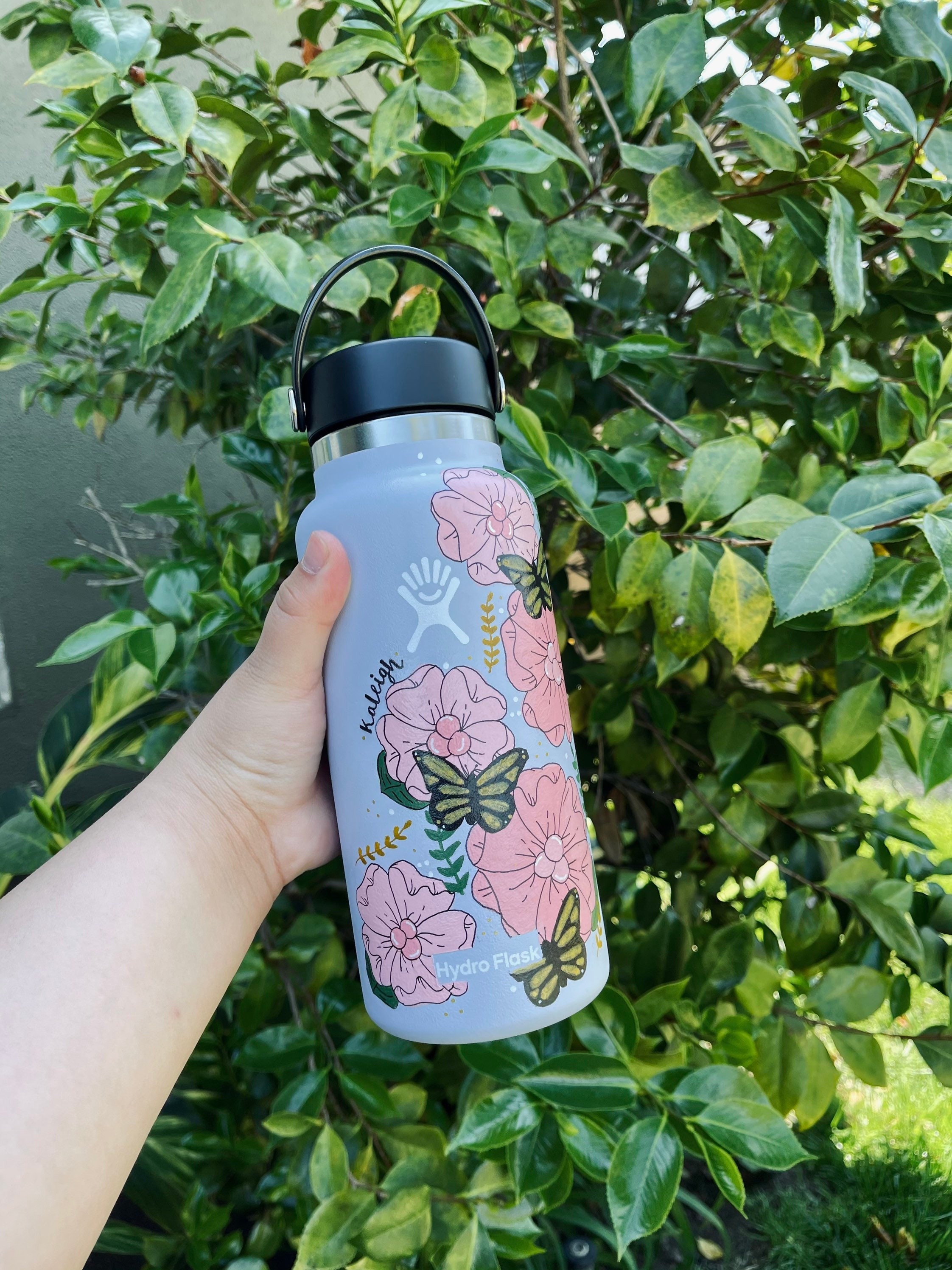Personalized Hydro Flask // Hand Painted Floral Design // Add Etsy