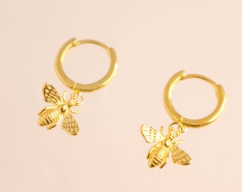 * hecho A Mano Reino Unido Bee Aretes en Plata de ley Aretes Rectángulo
