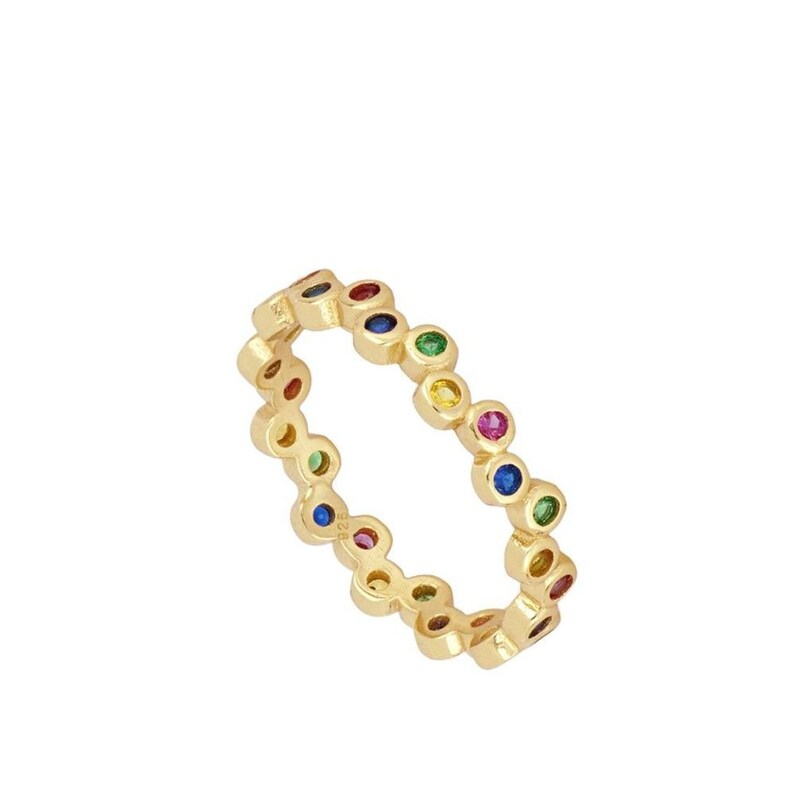 Tiny ring Gold cz ring Stackable ring Stacking ring Rainbow band ring Dainty ring Multicolor ring Delicate ring Rainbow ring gold